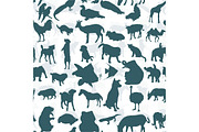 Seamless of silhouette set of animal