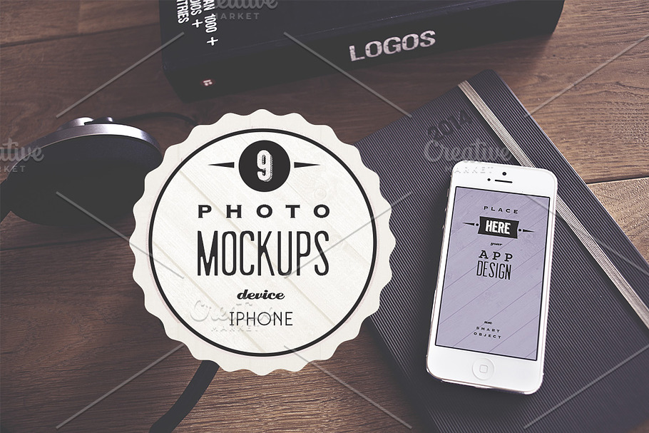 9 Vintage iPhone real photo mockups in Mobile & Web Mockups - product preview 8