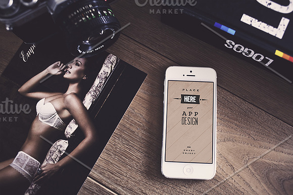 9 Vintage iPhone real photo mockups in Mobile & Web Mockups - product preview 2