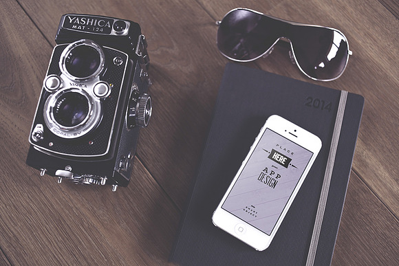 9 Vintage iPhone real photo mockups in Mobile & Web Mockups - product preview 4
