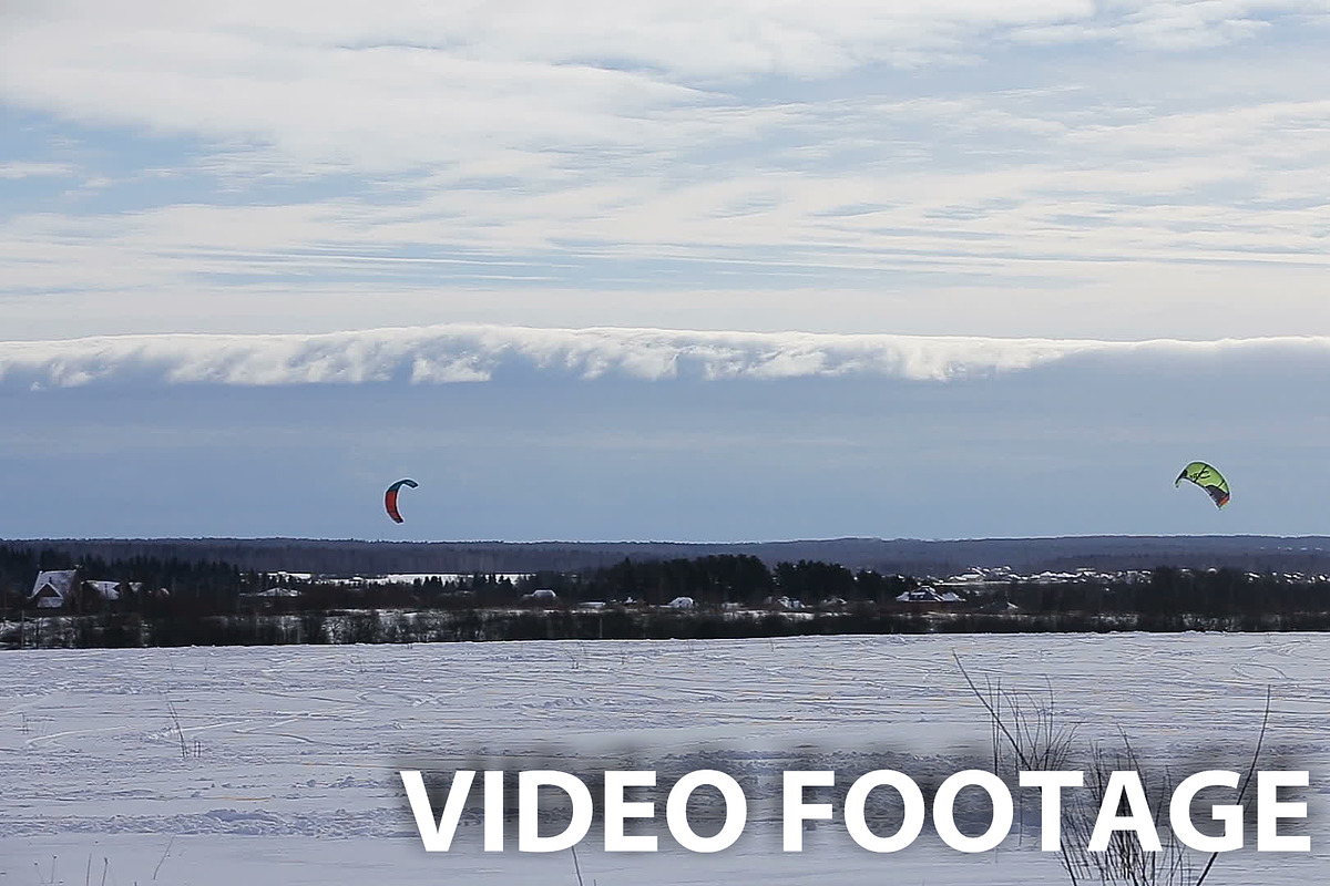 Winter snowkiting on the field. in Graphics - product preview 8