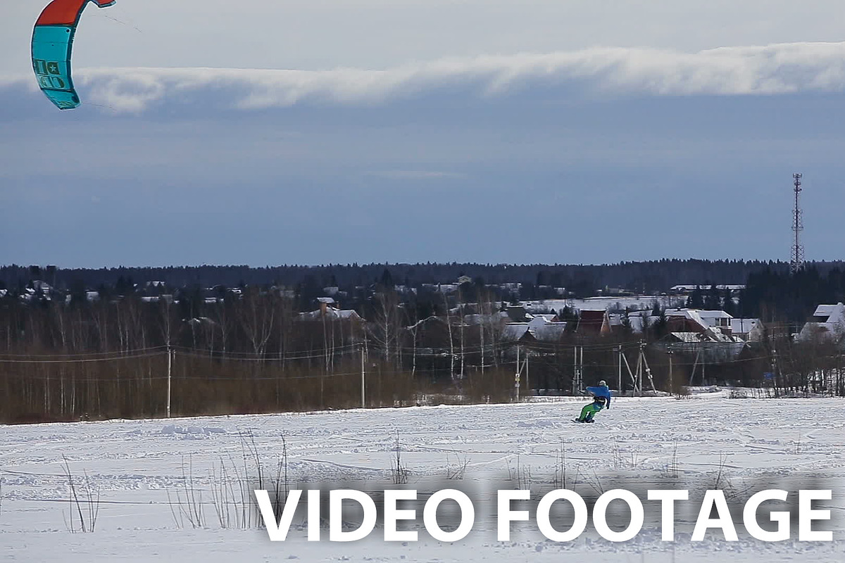 Winter snowkiting on the field. in Graphics - product preview 8
