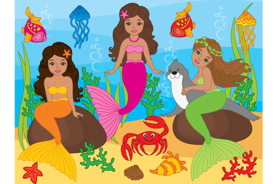 African American Mermaids in Illustrations - product preview 8