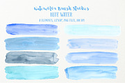 Watercolor Brush Strokes Blue Water