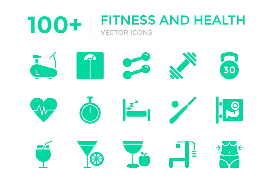 100+ Fitness and Health Vector Icons