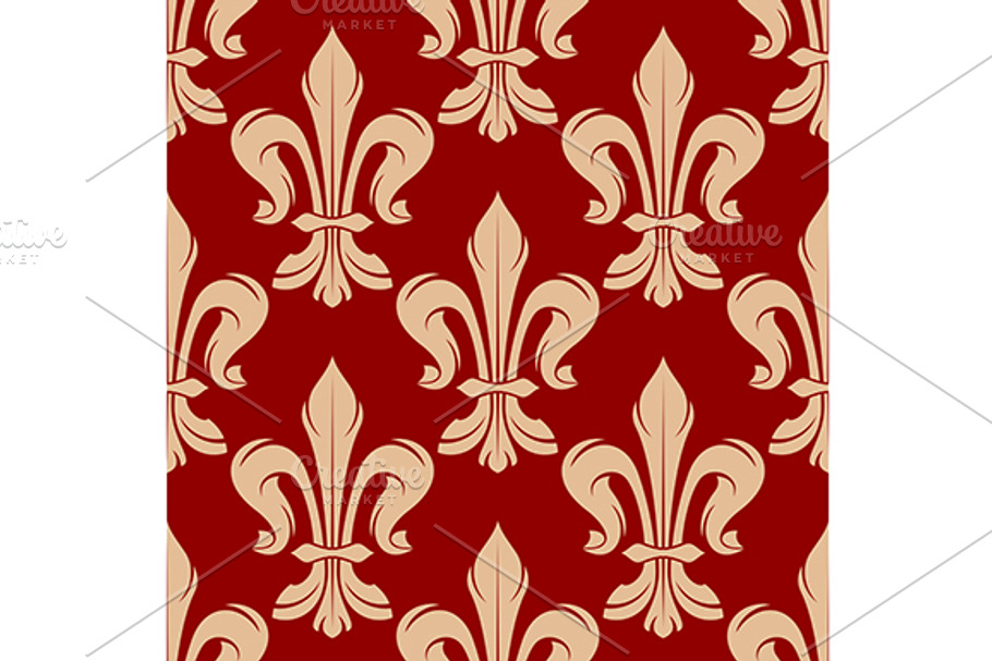 Maroon and beige floral pattern