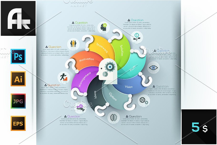 Questions And Solutions Infographic  in Presentation Templates - product preview 8