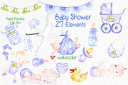 Watercolor boy baby shower clipart