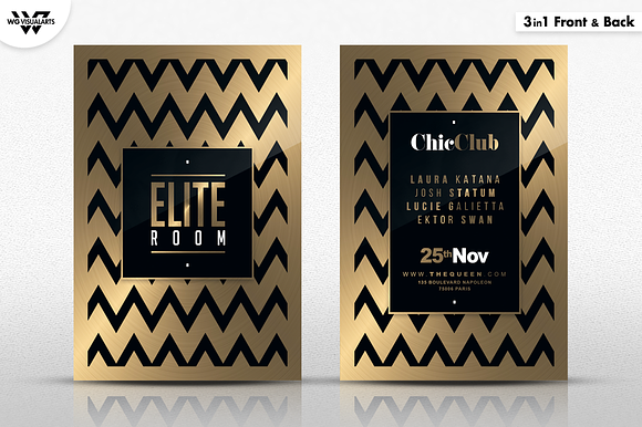 3in1 MINIMAL GOLD Flyer Template in Flyer Templates - product preview 1