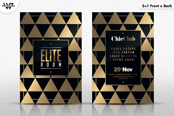 3in1 MINIMAL GOLD Flyer Template in Flyer Templates - product preview 2