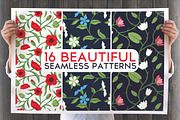 16 Beautiful Floral Seamless Pattern