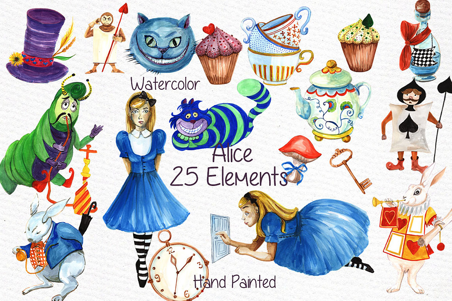 Alice in Wonderland clipart in Illustrations - product preview 8