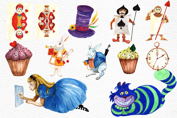 Alice in Wonderland clipart in Illustrations - product preview 1
