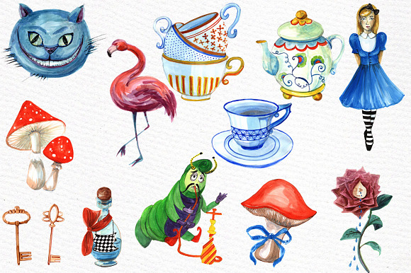 Alice in Wonderland clipart in Illustrations - product preview 2