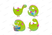 Set of fun cartoon dragons