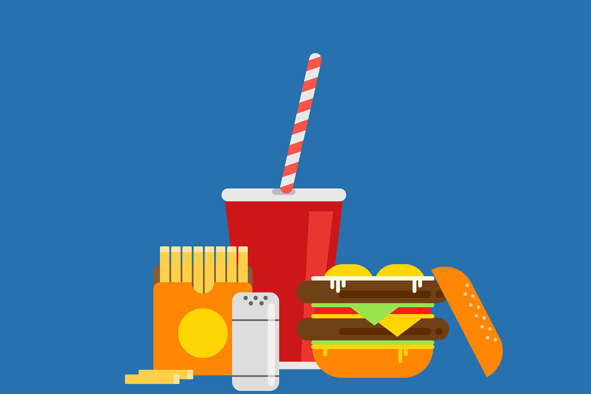 Burger with soda and fries in Illustrations - product preview 8