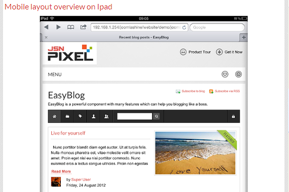 JSN Pixel-Responsive &EasyBlog Theme in Joomla Themes - product preview 2