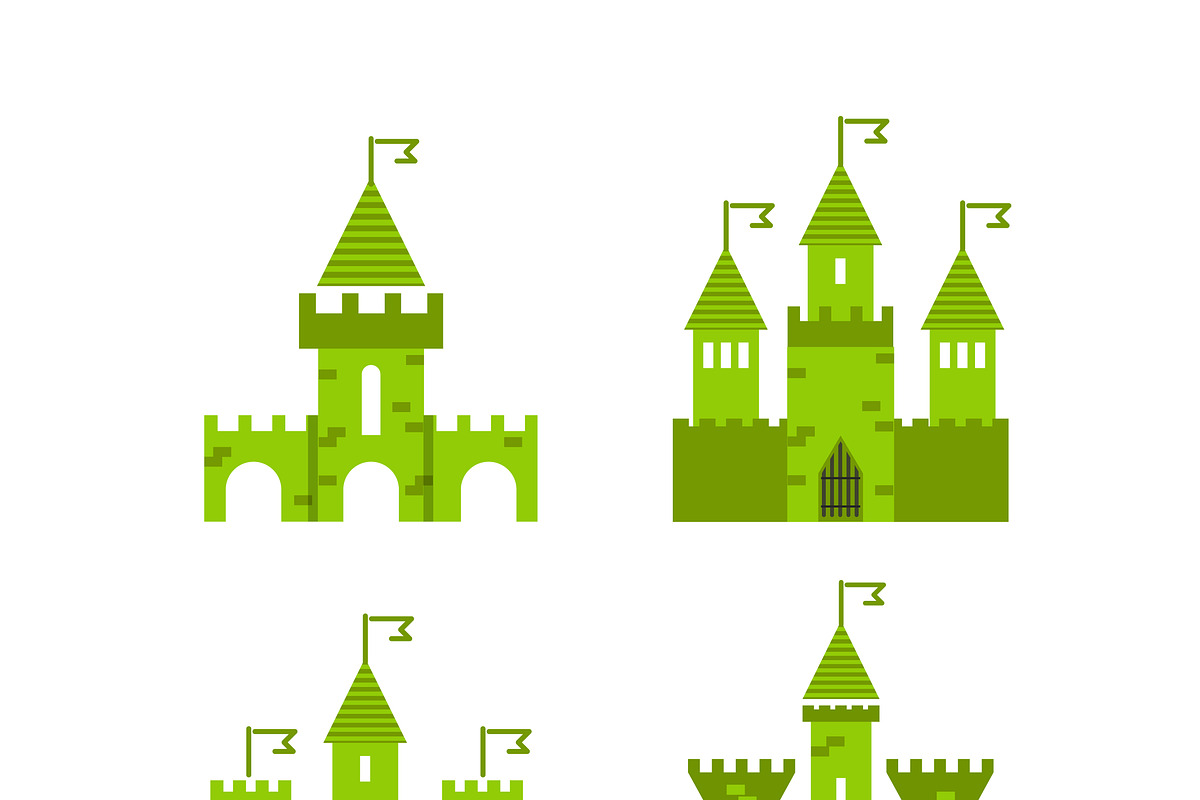 4 green castle  in Illustrations - product preview 8