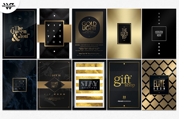 10 GOLD MINIMAL Flyer Bundle in Flyer Templates - product preview 1