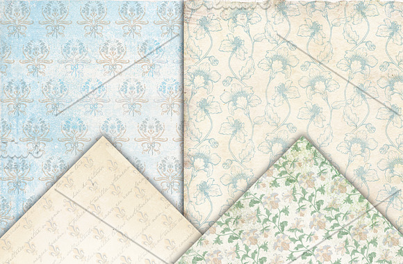 Romantic Lily Flower Shabby Pack in Patterns - product preview 1