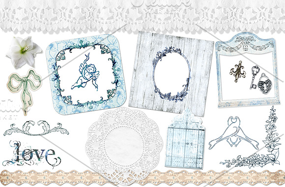 Romantic Lily Flower Shabby Pack in Patterns - product preview 3