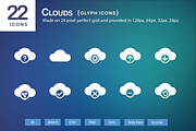 22 Clouds Glyph Icons