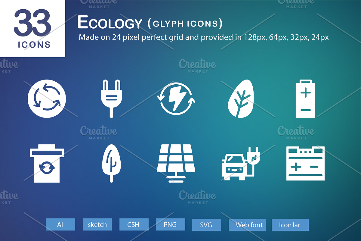 33 Ecology Glyph Icons in Graphics - product preview 8