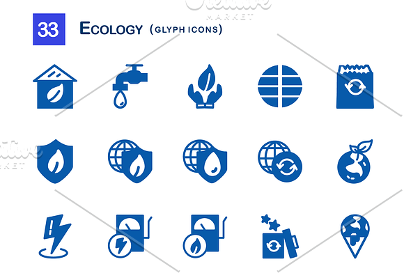 33 Ecology Glyph Icons in Graphics - product preview 1
