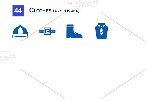 44 Clothes Glyph Icons in Graphics - product preview 3