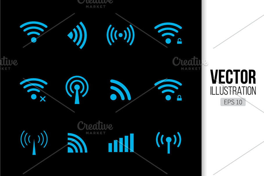 Wireless and wifi icon. Wi-fi logo in Illustrations - product preview 8