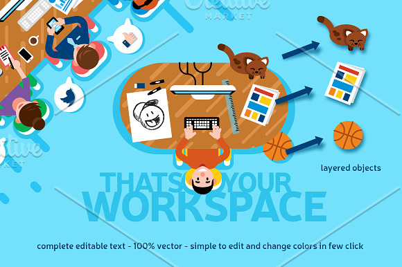 Office Workspace Scene Creator in Illustrations - product preview 1