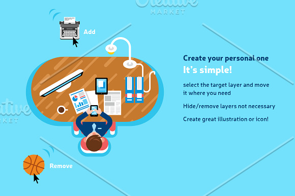 Office Workspace Scene Creator in Illustrations - product preview 3
