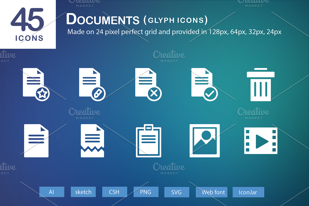 45 Documents Glyph Icons in Graphics - product preview 8