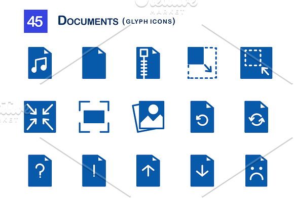 45 Documents Glyph Icons in Graphics - product preview 1