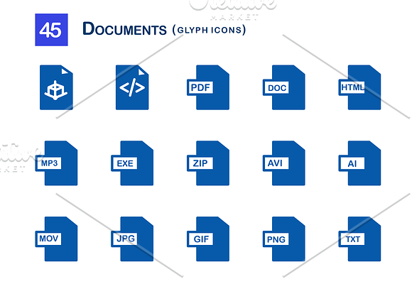 45 Documents Glyph Icons in Graphics - product preview 2