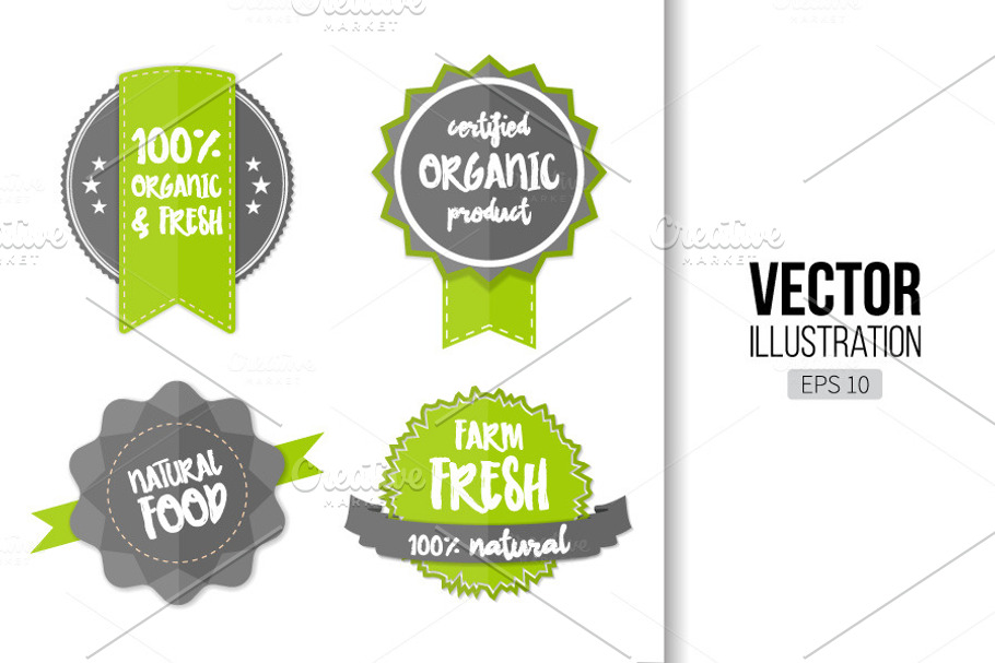 Organic fresh natural food logos in Illustrations - product preview 8