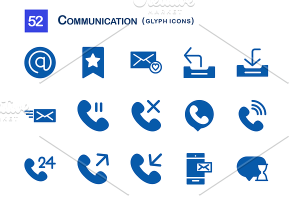 52 Communication Glyph Icons in Icons - product preview 2