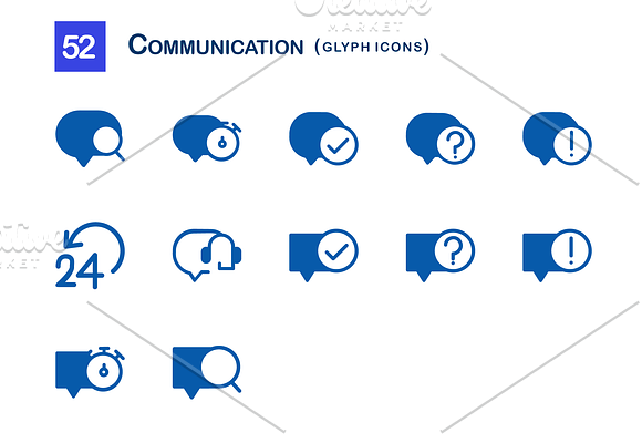 52 Communication Glyph Icons in Icons - product preview 3