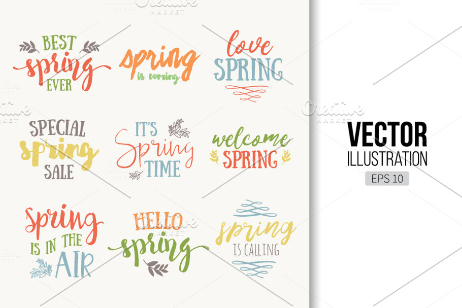 Spring Time hand drawn lettering in Illustrations - product preview 8