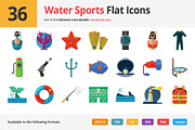 36 Water Sports Flat Icons