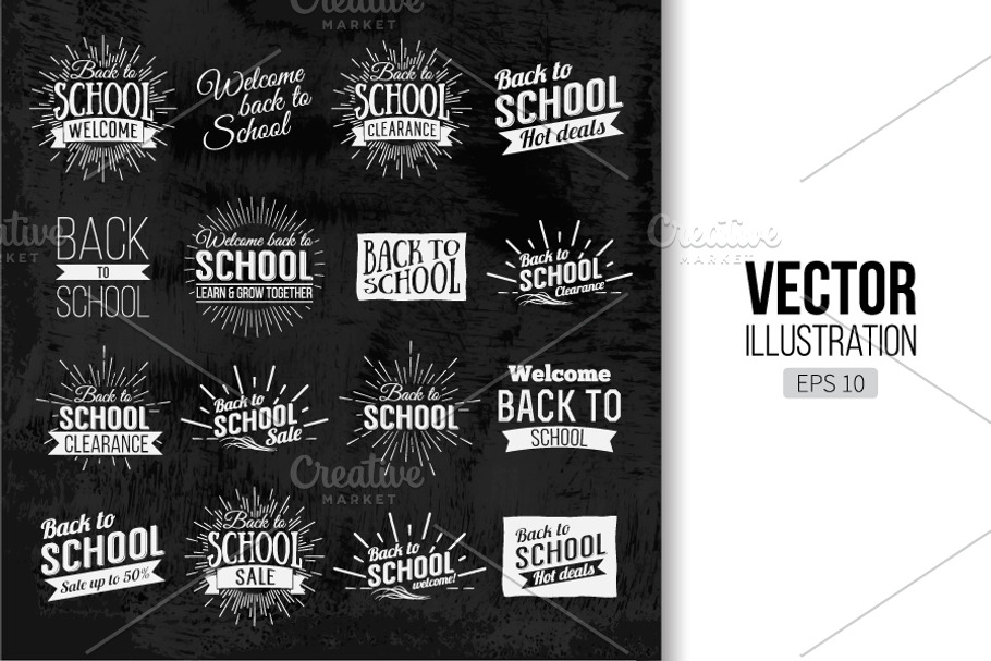 Back to School Chalkboard lettering in Illustrations - product preview 8