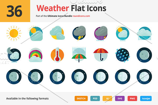 36 Weather Flat Icons
