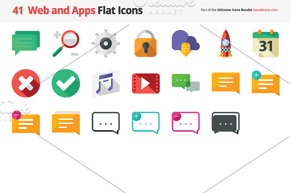 41 Web and Apps Flat Icons in Icons - product preview 1