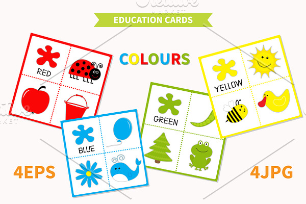 Education cards for kids. Colours.