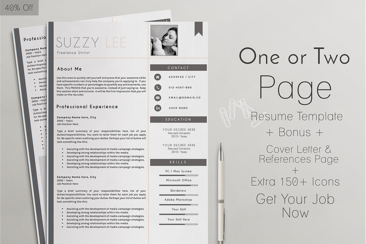 Professional Resume Template 40% OFF in Resume Templates - product preview 8
