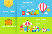 Summer Travel Flat Web Banners