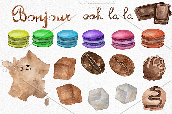Watercolor Paris cafe clipart  in Illustrations - product preview 1