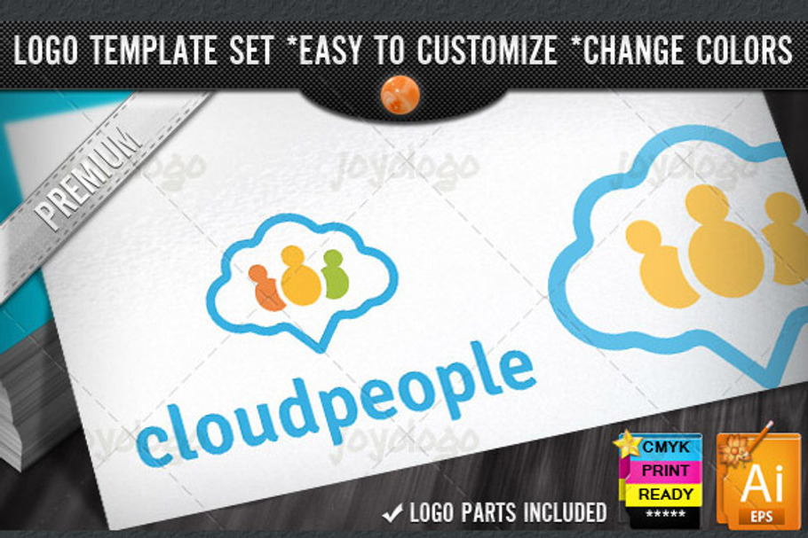 Chat People Pin Cloud Logo Template