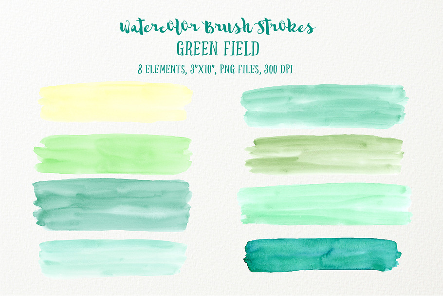 Watercolor Brush Strokes Green Field in Textures - product preview 8