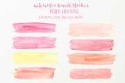 Watercolor Brush Strokes Peach Pink